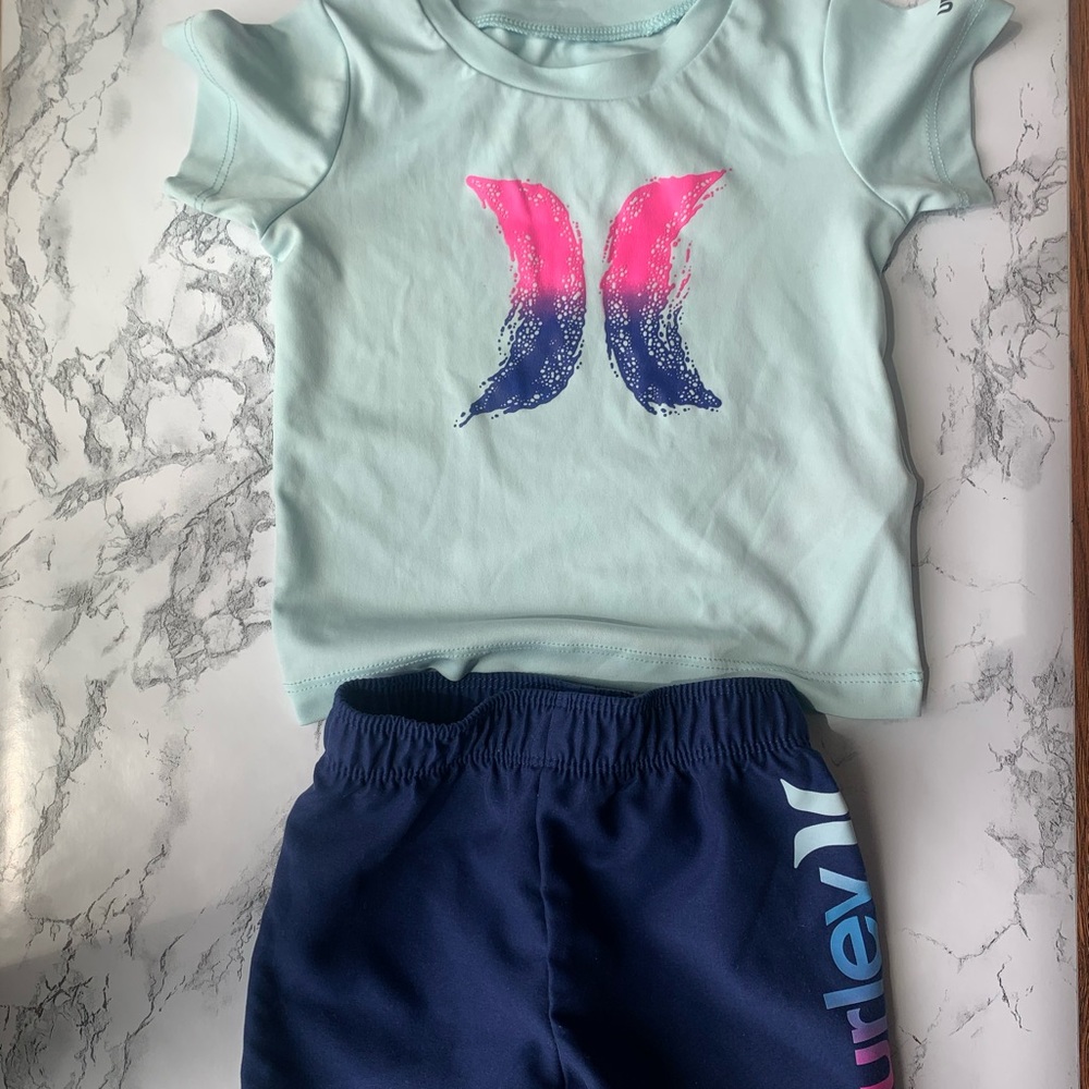 Hurley infant Rash guard and short set